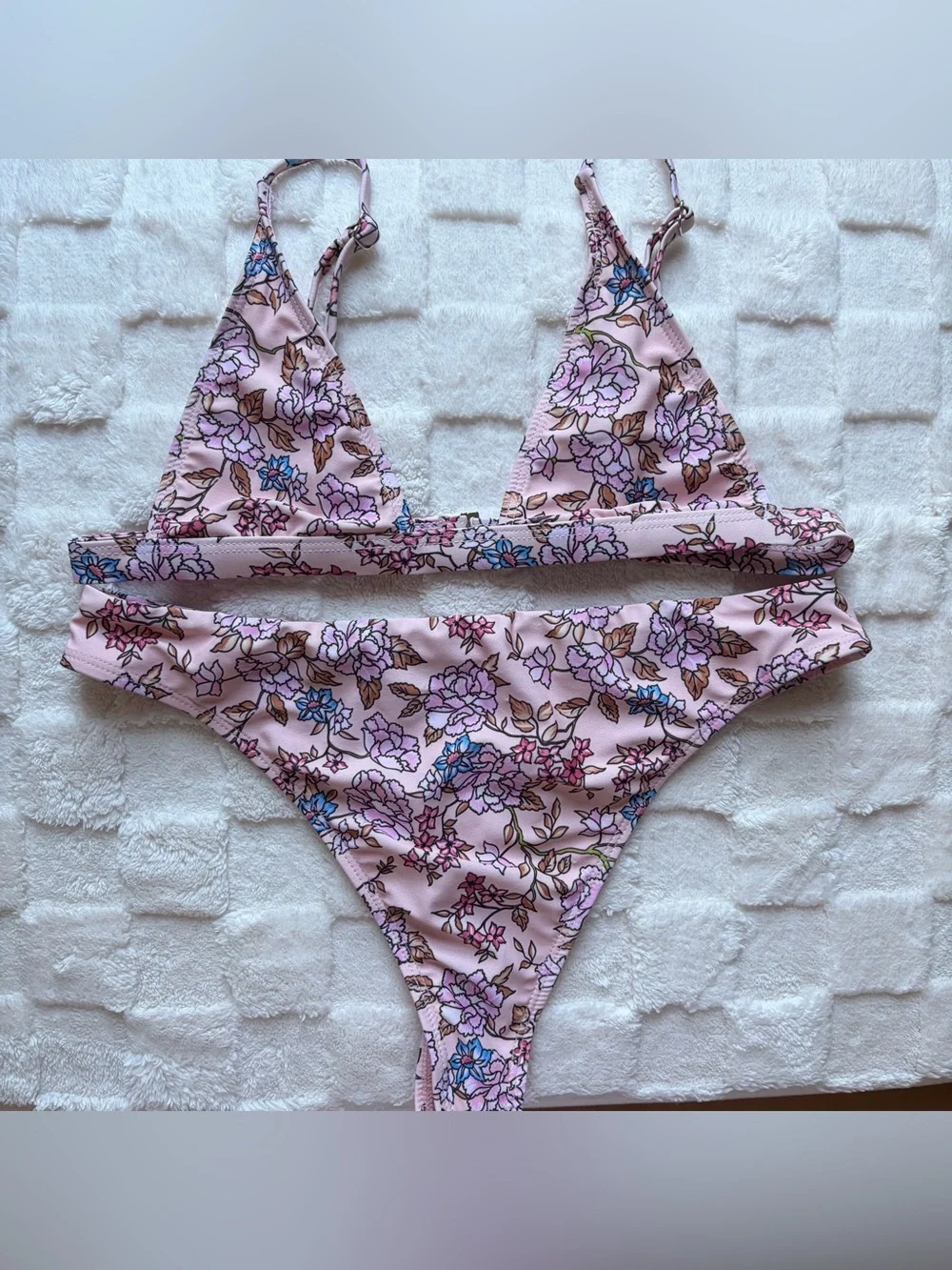 Floral Pink Triangle Bikini Set